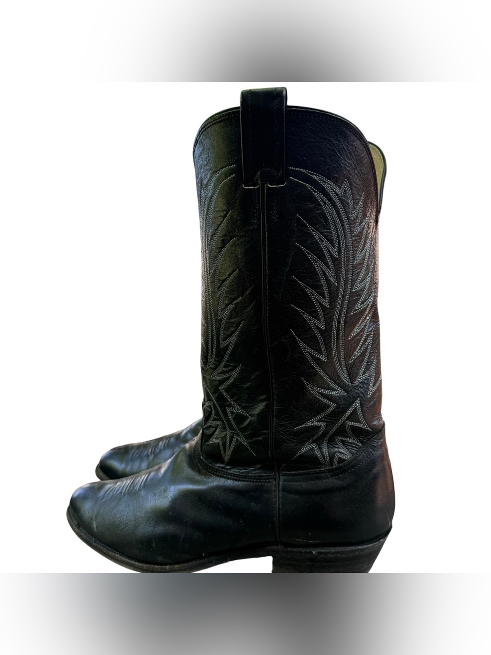 Nocona Mens Black Leather Cowboy Boots Size 13 E Western - Picture 7 of 16